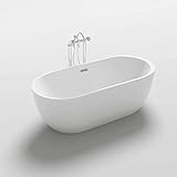 HOME DELUXE - freistehende Badewanne - CODO, Weiß - Maße: ca. 170 x 80 x 58 cm - Füllmenge: 204 Liter, inkl. Überlaufschutz, Siphon und Verschluss I Spa, für 2 Personen