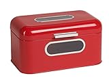 Echtwerk Brotkasten, Retro-Brotbox aus Metall mit Sichtfenster, Platzsparende Aufbewahrungsbox, Brotkorb mit Deckel, “rot“, 30 x 20 x 16.5 cm