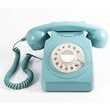 GPO 746ROTARYBLU Retro Telefon mit Wählscheibe im 70er Jahre Design Blau