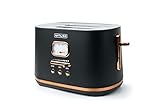 Muse Edelstahl-toaster im schwarzen retro Design, analoge Anzeige, beleuchtete Tasten, 6 Bräunungsstufen, 2 Scheiben, MS-130 BC, Vintage Look, mit Krümelschublade