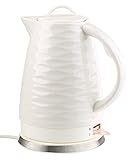 Rosenstein & Söhne Wasserkocher Keramik: Porzellan-Wasserkocher WSK-270.rtr, 1,7 Liter, 1.500 Watt (Retro-Wasserkocher, Wasserkocher im Retro-Design, Frauen Geschenkideen)