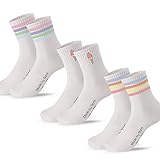 Made by Nami [VERBESSERT Retro Tennis-Socken 3-er Set - Weiße Unisex Sport-Socken mit Print - 3 Paar Atmungsaktive Crew Socks Baumwoll-Socken (DE/NL/SE/PL, Numerisch, 35, 40, Regular, Regular, Set 3)