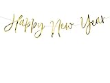 Miss Lovely Party-Girlande Happy New Year in Gold Spiegel-Glanz-Optik - Silvester-Girlande Party-Dekoration Neujahr Feier Jahres-Wechsel Raum-Deko