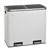 SVITA TM2X24 Treteimer 48 Liter Abfalleimer Mülleimer Design Mülltrennung Papierkorb Küchen-Ordnung Trennsystem (Weiß)