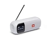 JBL Tuner 2 Radiorekorder in Weiß – Tragbarer Bluetooth Lautsprecher mit MP3, DAB+ & UKW Radio – Kabelloser Musikgenuss von bis zu 12 Stunden