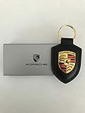 Porsche Schlüsselanhänger SCHWARZ Leder mit Wappen WAP0500900E