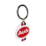 Nostalgic-Art Retro Schlüsselanhänger Rund, Audi – Logo – Geschenk-Idee für Auto Zubehör Fans, aus Metall, Vintage-Design, Ø 4 cm