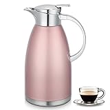 Wylnsie 2.3 Liter Edelstahl Isolierkanne thermoskanne,Teekanne, Doppelschicht Vakuum kaffeekanne,Thermoskanne Edelstahl,Thermoskanne Kaffee Tee（Rosa）