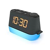 i-box Radiowecker mit Nachtlicht und USB-Ladeanschluss, Entspannungsgeräuschen, Wecker Digital mit Doppelalarm und dimmbarer LED-Anzeige (Schwarz)