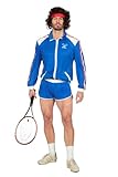 Wilbers&Wilbers 80er Jahre Tennisstar Retro Trainingsanzug Tennisspieler 80` McEnroe Trash Herren-Kostüm, Größe:48