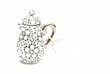 Miniblings Kaffeekanne Teekanne Kette Tee Kaffee 80cm Kanne Porzellan Punkte - Handmade Modeschmuck - Kugelkette versilbert