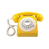 GPO 746ROTARYMUS Retro Telefon mit Wählscheibe im 70er Jahre Design Gelb- Senf Farbe