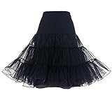 DRESSTELLS 1950 Petticoat Reifrock Unterrock Petticoat Underskirt Crinoline für Rockabilly Kleid Black M