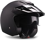 MOTO Helmets® S77 „Matt Black“ · Jet-Helm · Motorrad-Helm Roller-Helm Scooter-Helm Bobber Mofa-Helm Vintage Pilot Biker · ECE L (59-60cm)