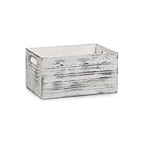 Zeller 15133 Aufbewahrungs-Kiste, Holz, Rustic weiß, 30 x 20 x 15 cm
