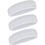 WILLBOND 3 Packung Sport Stirnband Schweißband für Männer und Damen, Elastische Haarband Non Slip Feuchtigkeit Wicking Athletische Baumwolle Kopfband für Sport (Weiß)