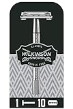 Wilkinson Sword Classic Vintage hochwertiger Rasierhobel inkl. 10 Doppelklingen aus Vollmetall - Für eine besonders exakte und schonende Rasur