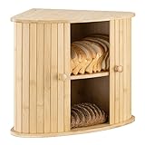 Navaris Brotkasten Ecke aus Bambus - Eckbrotkasten zwei Etagen - Brotbox aus Holz - Box für die Küche - XL Brotkorb 35x35x35cm - Aufbewahrung Schrank