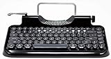 KnewKey Tastatur im Schreibmaschinen-Stil, mechanisch, kabelgebunden, kabellos, mit Tablet-Ständer, Bluetooth-Verbindung (v2, schwarz)