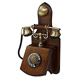 Opis 1921 Cable - Modell D - Retro Wand Telefon aus Holz und Metall Telefon mit echter, rotierender Wählscheibe und Metallklingel