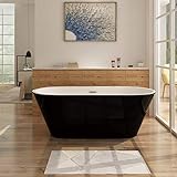 i-flair Freistehende Badewanne 170x80 cm LUGANO Design - aus Acryl in Schwarz - Weiß – verschiedene Größen