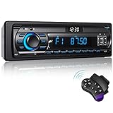 RDS Autoradio Bluetooth für 9-24V, FM/AM 1Din Autoradio mit Bluetooth Freisprecheinrichtung, 7 Farben Autoradio mit 2 USB/MP3 Player/AUX/SD/Unabhängige Uhr, 30 Sender Gespeichert Werden
