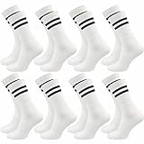 GAWILO Tennissocken für Herren (8 Paar) | Sportsocken mit Frotteesohle | Retro Socken mit verstärkter Ferse und Fußspitze (39-42, weiß)