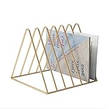 Standregal Schmiedeeiserne goldene Dreieck-Bücherregal, geeignet for Kinderzimmer, Schlafzimmer, Büros und Küchen Bücherregal
