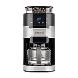 Gastroback 42711 Kaffeemaschine Grind & Brew Pro, Filterkaffeemaschine mit integriertem Mahlwerk, Kegelmahlwerk mit 8 Mahlstufen, Soft-Touch LCD-Display, Glasskanne, 12 Cups, Schwarz/Edelstahl