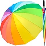 iX-brella Regenschirm XXL Regenbogen 129 cm Fiberglas, leicht, bunt, groß mit Softgriff