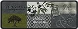 oKu-Tex Design Küchenläufer, Küchenteppich kurzflor,Mediterran, Grün Grau, waschbar & rutschfest, Vintage Retro, Fußmatte Küche, Oliven, 50 x 120 cm, 1480418