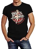 Neverless® Herren T-Shirt Girls on Cars Retro Vintage Print Pin up Girl Logo Aufdruck Slim Fit schwarz XL