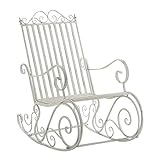 CLP Eisen-Schaukelstuhl SMILLA im Landhausstil I Schwingstuhl mit hoher Rückenlehne I erhältlich, Farbe:antik weiß
