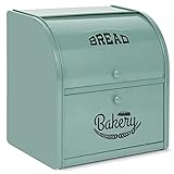 Preome 2-lagiger Roll-Top-Brotkasten, Metall Brotbox für Küche, Lebensmittelaufbewahrungsbehälter für Arbeitsplatte, Retro Doppelschichtige Brotkästen 30 x 24,5 x 32,5 cm (Grün)
