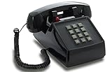 OPIS PushMeFon Cable: 1970er Retro-Tastentelefon mit klassischer Metallklingel (schwarz)