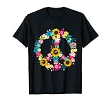 Hippie Geschenke für Damen Herren Kinder Mädchen 70er Jahre Kostüm Friedenszeichen T-Shirt