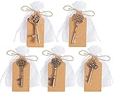 FNBK 50 Stücke Schlüssel Flaschenöffner Vintage Schlüsselanhänger, mit Durchsichtige Tasche und Geschenkanhänger, Gastgeschenke Hochzeit Tischdeko Geburtstag Hochzeit