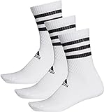 adidas 3 Paar 3-Streifen Cushion Crew Socken, White/White/White, L