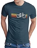 OM3® Retro Bicycle T-Shirt | Herren | Cycling Cyclist Biking Fahrrad Radfahrer | Denim, L