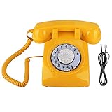 Wählscheibentelefon, Vintage Retro Festnetztelefone für zu Hause, Wählscheibentelefon Festnetztelefone, Retro-Stil Telefon mit Wählscheibe(yellow)