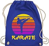 Shirtracer Kinder Sport Kleidung - Karate Retro Sonne - Unisize - Royalblau - Geschenk - WM110 - Turnbeutel und Stoffbeutel aus Baumwolle
