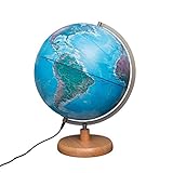 Magellan Mora Leuchtglobus 30cm Durchmesser Standfuss aus Holz Globus mit topografischem Kartenbild beleuchtet geografisches Kartenbild 30 cm