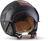 MOTO Helmets® H44 „Vintage Black“ · Jet-Helm · Motorrad-Helm Roller-Helm Scooter-Helm Bobber Mofa-Helm Chopper Retro Cruiser Vintage Pilot Biker · ECE Visier Schnellverschluss Tasche XL (61-62cm)