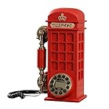 FHISD Retro-Dekoratives Telefon Mini-Wand-Schnurtelefon Retro-Festnetztelefon mit Tasten und Wählscheiben Zwei Stile Rotes Wählscheibentelefon