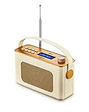 UEME Retro Digitalradio mit Bluetooth, DAB+ DAB UKW Radio, Radiowecker, und Leder Verkleiden (Crème)