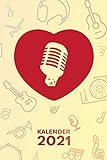 KALENDER 2021 A5: für Nostalgie Fans - Mikrofon Rockabilly Terminplaner mit DATUM - Musik Organizer für Termine - Wochenplaner von Januar bis Dezember - 1 Woche auf 2 Seiten mit Kalenderwoche