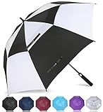 ZOMAKE Regenschirm Sturmfest Groß,XL Golf Umbrella Stockschirm mit Auf-Zu-Automatik für Herren Damen - Travel Schirm mit Tragegurt, (Schwarz/Weiß)