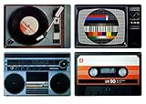knora 4er-Set: Nostalgische Hifi-Elemente im 80er/Achtziger-Stil – Tischsets/Tischsets/Tischsets für Retro-Liebhaber