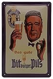 BITBURGER - Retro Bier Werbeschild Blechschild, Bar-Schild, hochwertig geprägt 30 x 20 cm Türschild, Wandschild