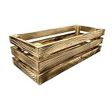 WOODGALL Vintage Holzkiste Organizer | 34x14x10 | Aufbewahrung Kiste | Holz Deko Box | Aufbewahrungsbox Klein | Geflammt kiste | DIY Obstkiste | Dekokiste - Geflammte Holzbox | Schatzkiste |
